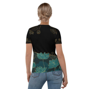 T-shirt pour Femme Black – Golden Lotus
